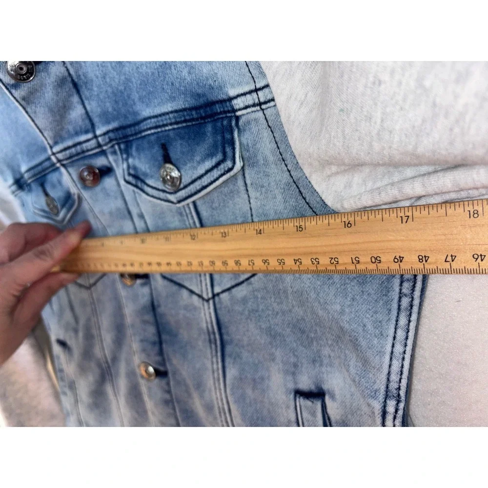 ART CLASS Boys Denim Jacket Jean Sweatshirt Hooded Medium‎ Light Wash Grey 8 10